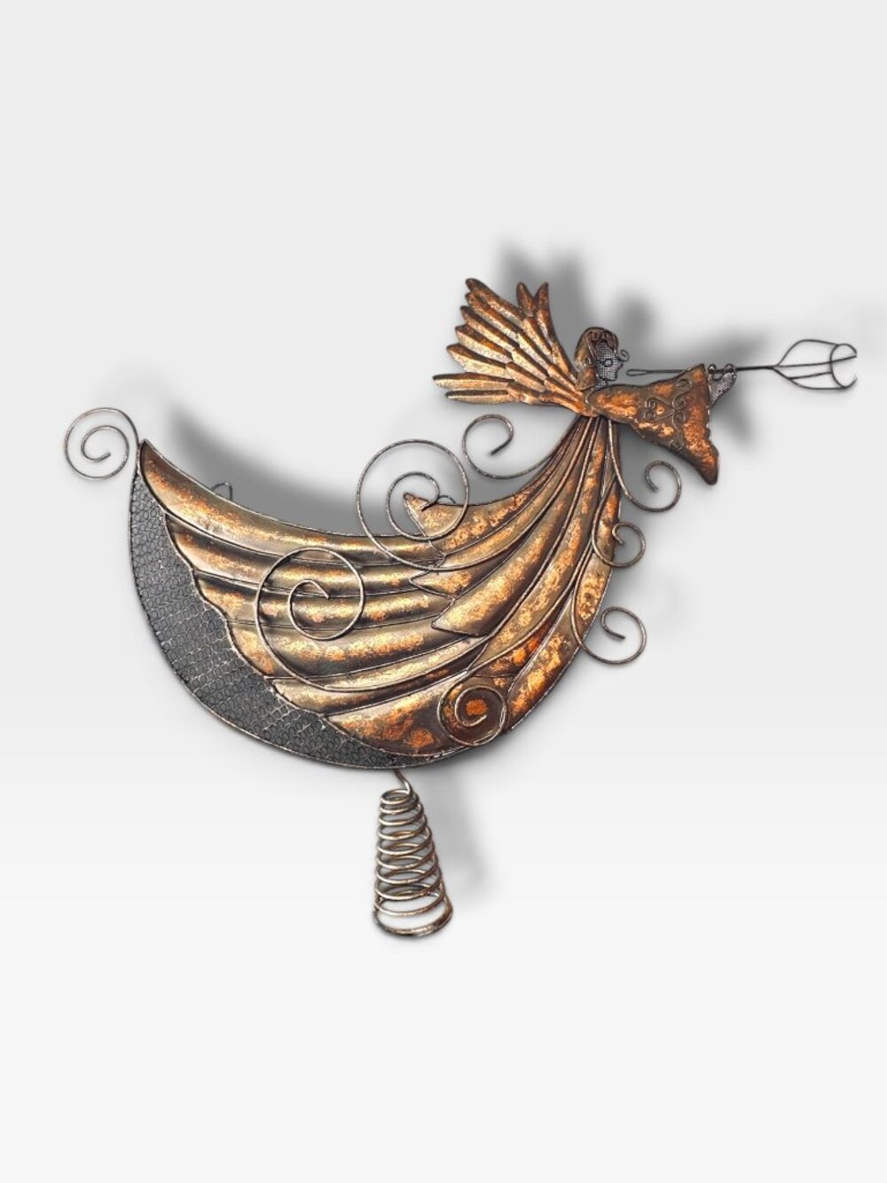 Southern Living Angel Gabriel Holiday Christmas Wall Hanging Metal Art With Spri
